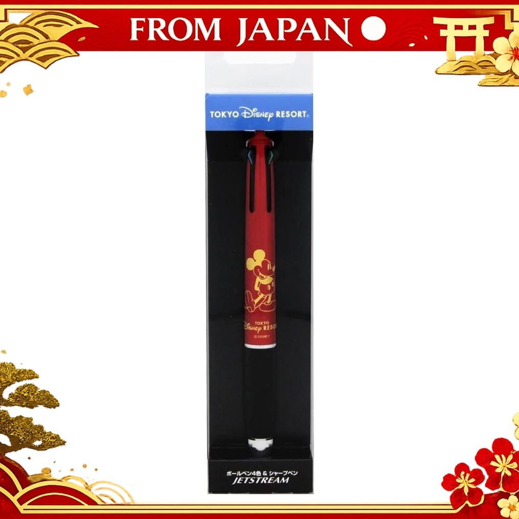 TDR Ballpoint Pen 4 Colors & Mechanical Pencil JETSTREAM Mickey One Point (Red) Disney Multifunction