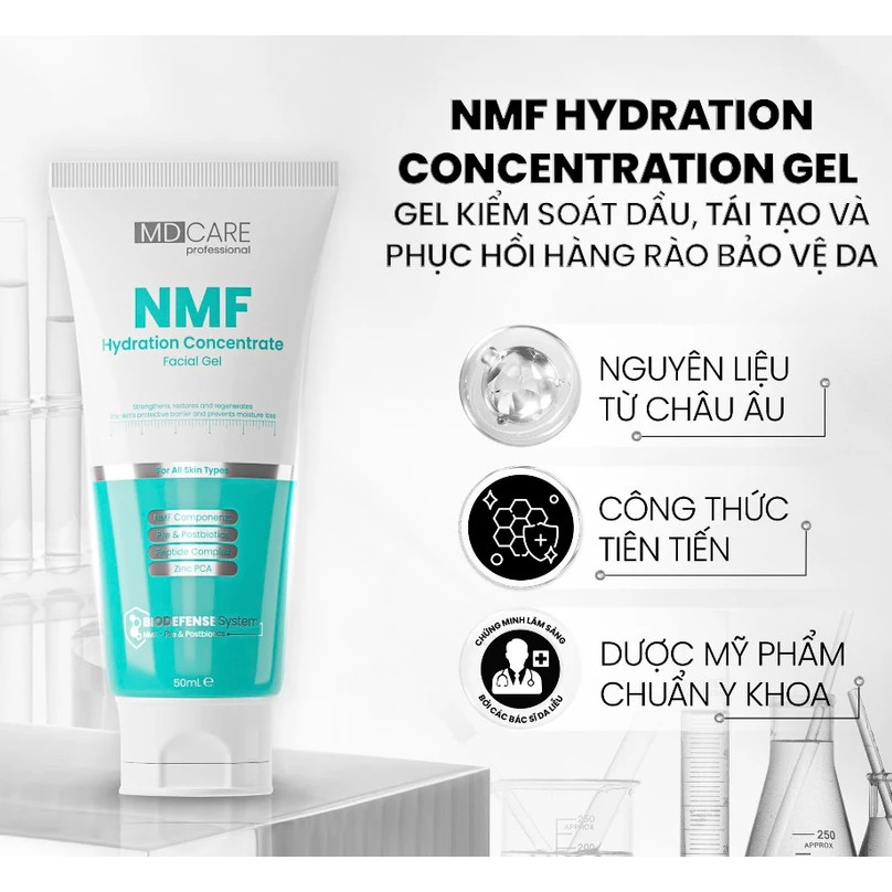 Gel Kiểm Soát Dầu, Tái Tạo Và Phục Hồi Hàng Rào Bảo Vệ Da MD CARE NMF Gel 50ml