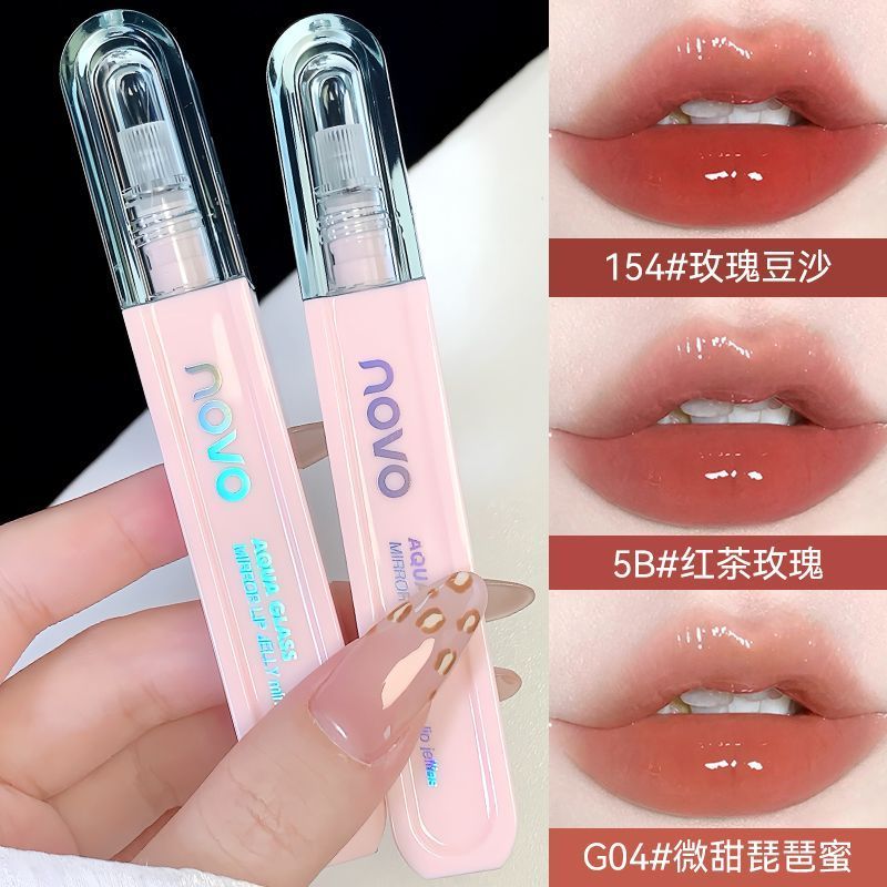 NOVO Bo Bo Bo Bo Son Môi Glaze Gương Nước Bóng Son Bóng Frozen Dưỡng Ẩm Chống Dính Cốc Son Môi Làm T