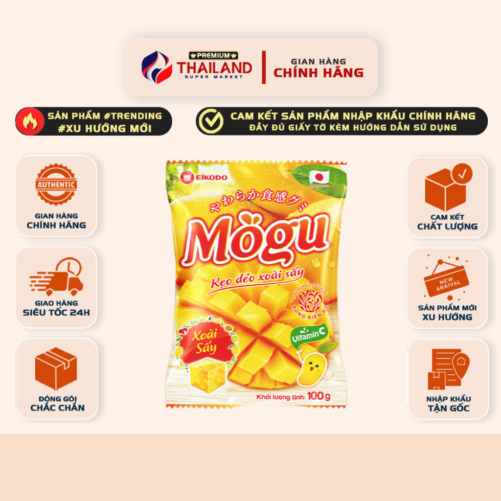 Kẹo Dẻo Mogu Xoài Sấy 100g – Hương Vị Xoài Sấy Tự Nhiên, Dẻo Mềm – Eikodo Việt Nam