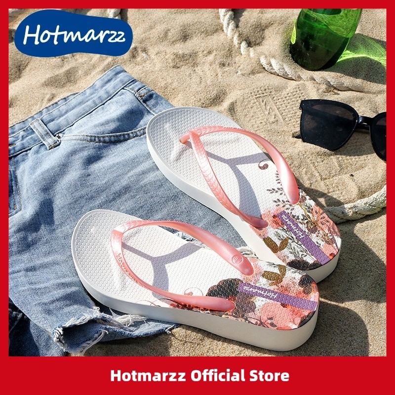FB4 Hotmarzz Nêm Flip Flop Nữ Cao Su Lật Flop Đi Biển Dày Dép Ngoài Trời