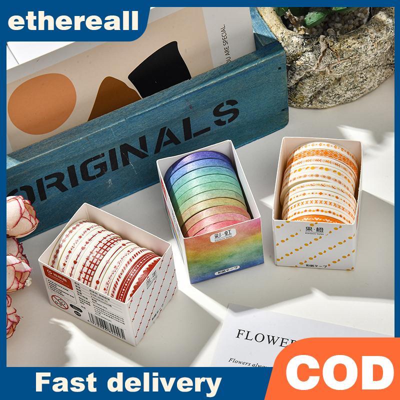 ETH 10 Cuộn Slim Basic Washi Tape Scrapbooking Washi Tape Set Rainbow Cinta Adhesiva Decorativa Tạp 