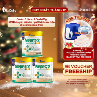  Combo 3 Sữa bột chuyên biệt cho người bệnh suy thận có lọc máu ngoài thận Nepro 2 Gold 400g - VitaDairy 