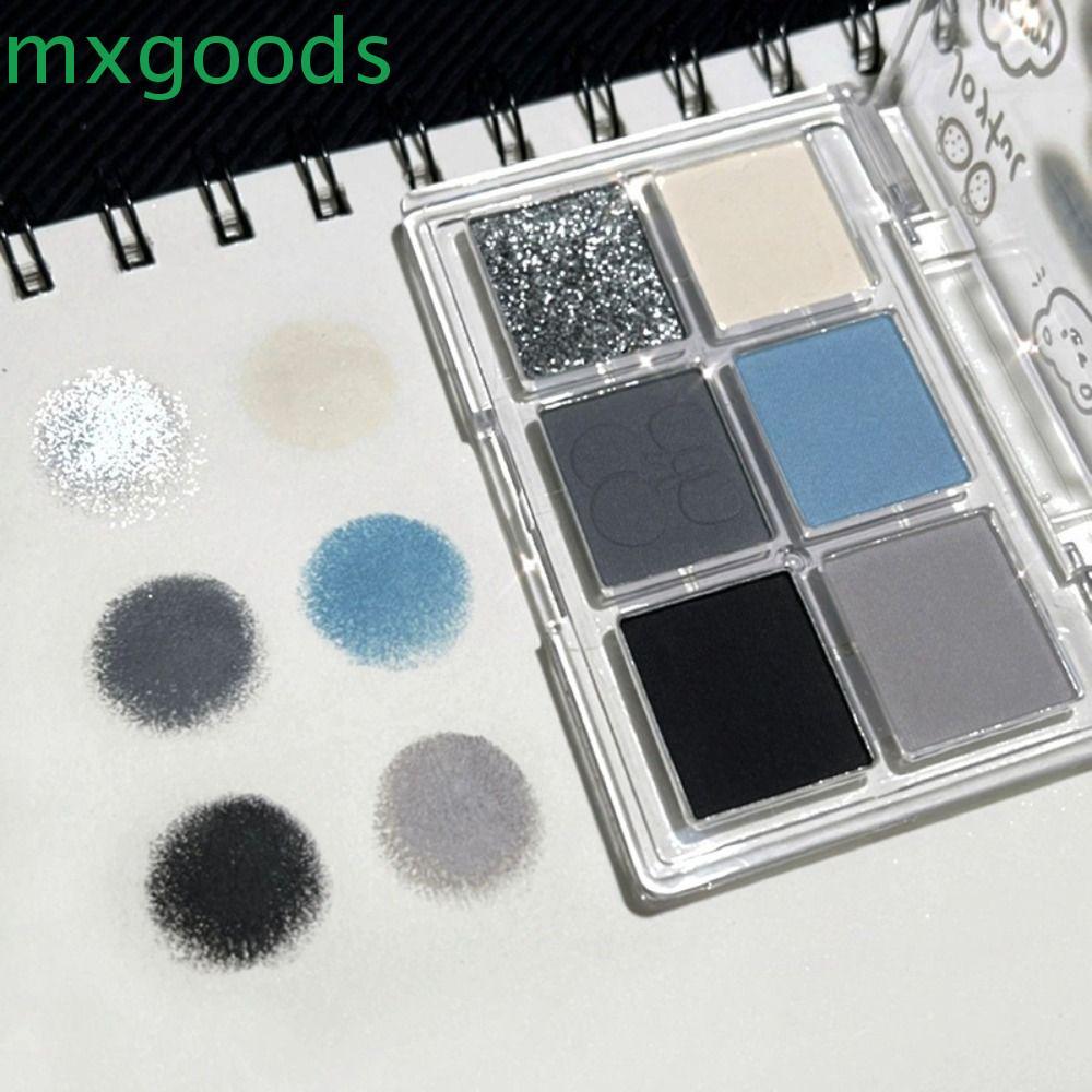 Bảng phấn mắt 6 màu MXGOODS, Phấn mắt khói xanh đen không thấm nước, Sắc tố mắt lấp lánh lâu trôi di