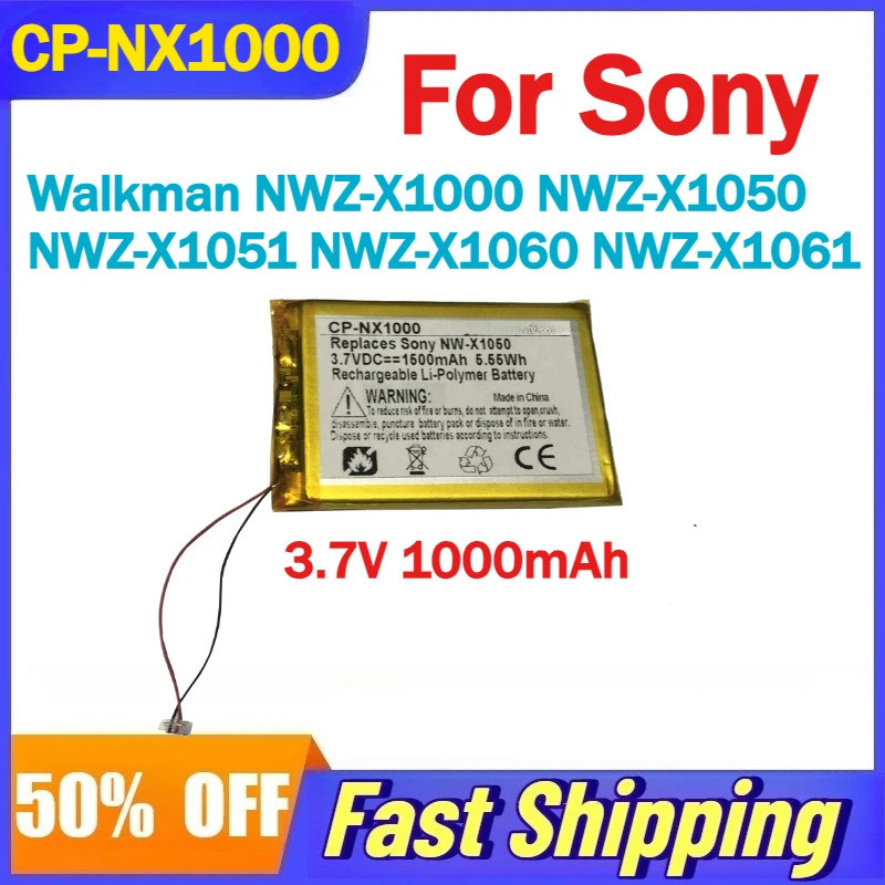 Pin 3.7V 1000mAh CP-NX1000 cho Sony Walkman NWZ-X1000 NWZ-X1050 NWZ-X1051 NWZ-X1060 NWZ-X1061 Tương 
