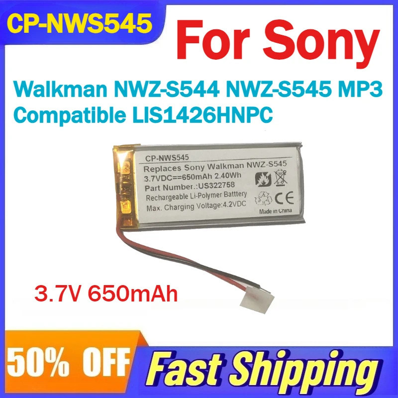 Pin Li-Polymer CP-NWS545 3.7V 650mAh cho Sony Walkman NWZ-S544 NWZ-S545 MP3 Tương thích LIS1426HNPC 