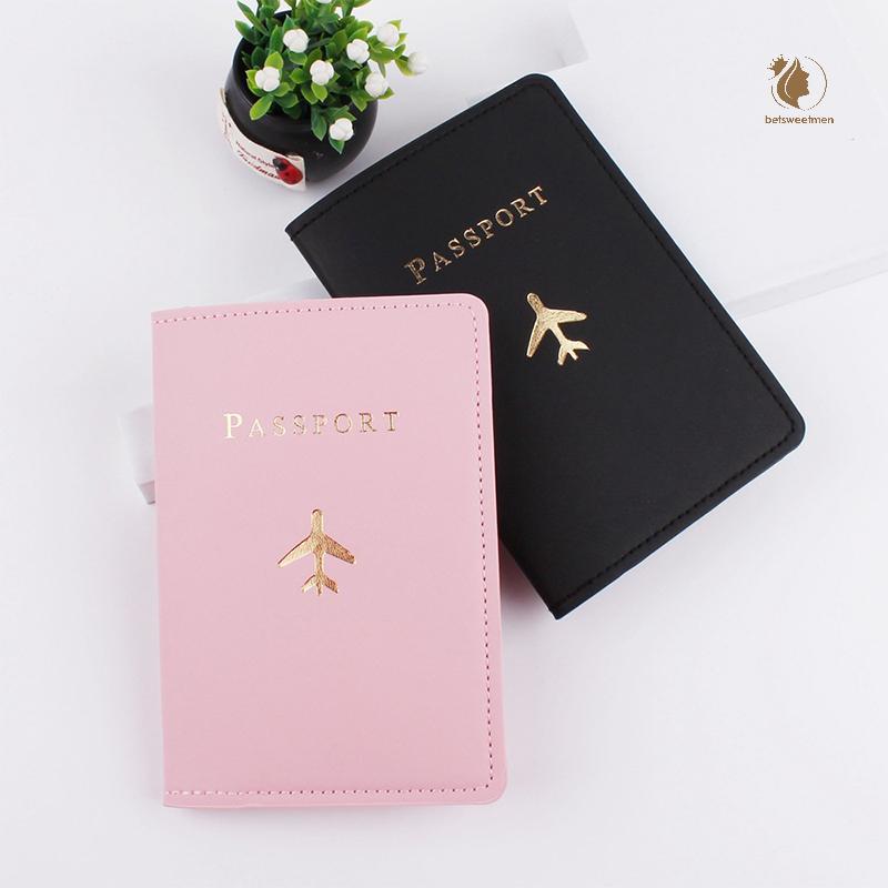 [PE] Lover Couple Passport Cover Hot Stamping Plane Travel Passport Cover Holder TH