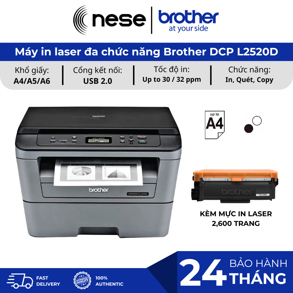 Máy in laser đa chức năng Brother DCP L2520D (In, Scan, Copy, Duplex)