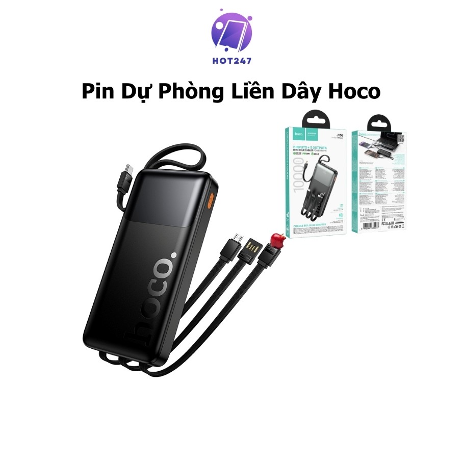 Sạc dự phòng Hoco J156 J156A TypeC PD 20W & USB-A QC 3.0 22.5W, Kèm 4 Cáp sạc - HOT247