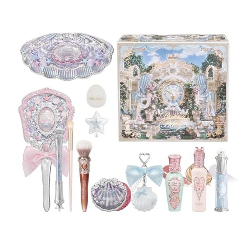 Bộ trang điểm 11 mảnh Flower Knows Swan Serenade, Bao gồm bảng trang điểm, má hồng, Highlighter, Son