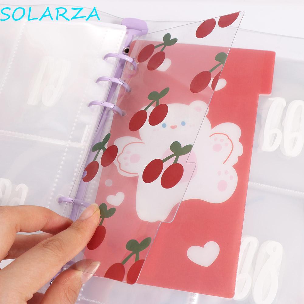 SOLARZA A6 Giấy nạp lại máy tính xách tay rời, 5 tờ Bear Spiral Binder Divider Page Separator, Hoa a