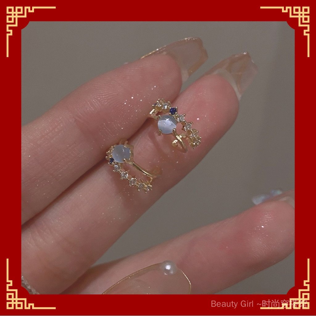 Bông tai opal nhỏ phong cách Island Blue Fog - Tinh tế và lãng mạn