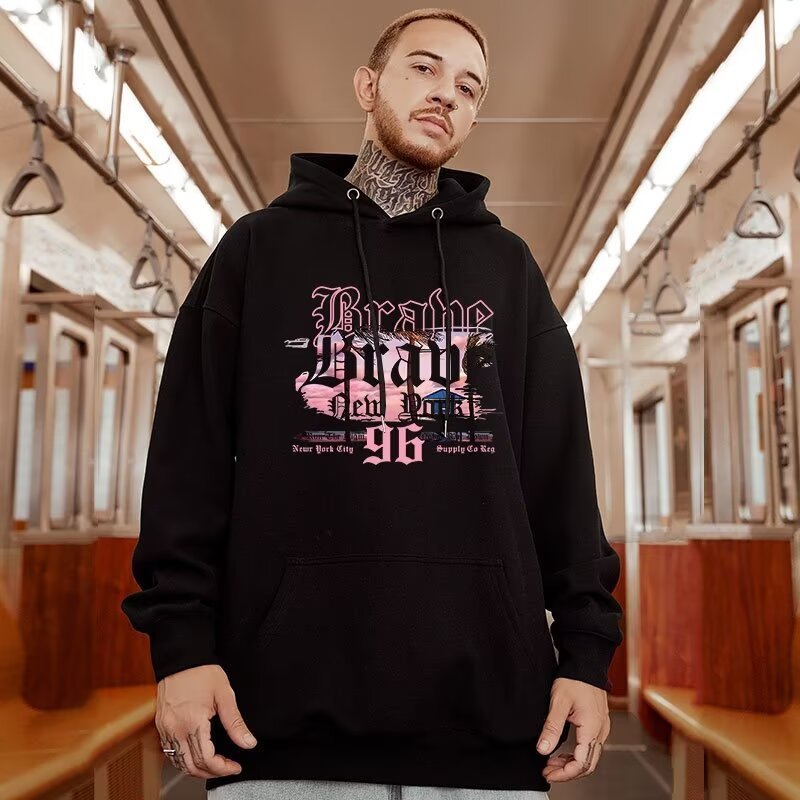 Oversize Hoodie Nam Mùa Thu, Lông Cừu Lót, Size 6XL-8XL