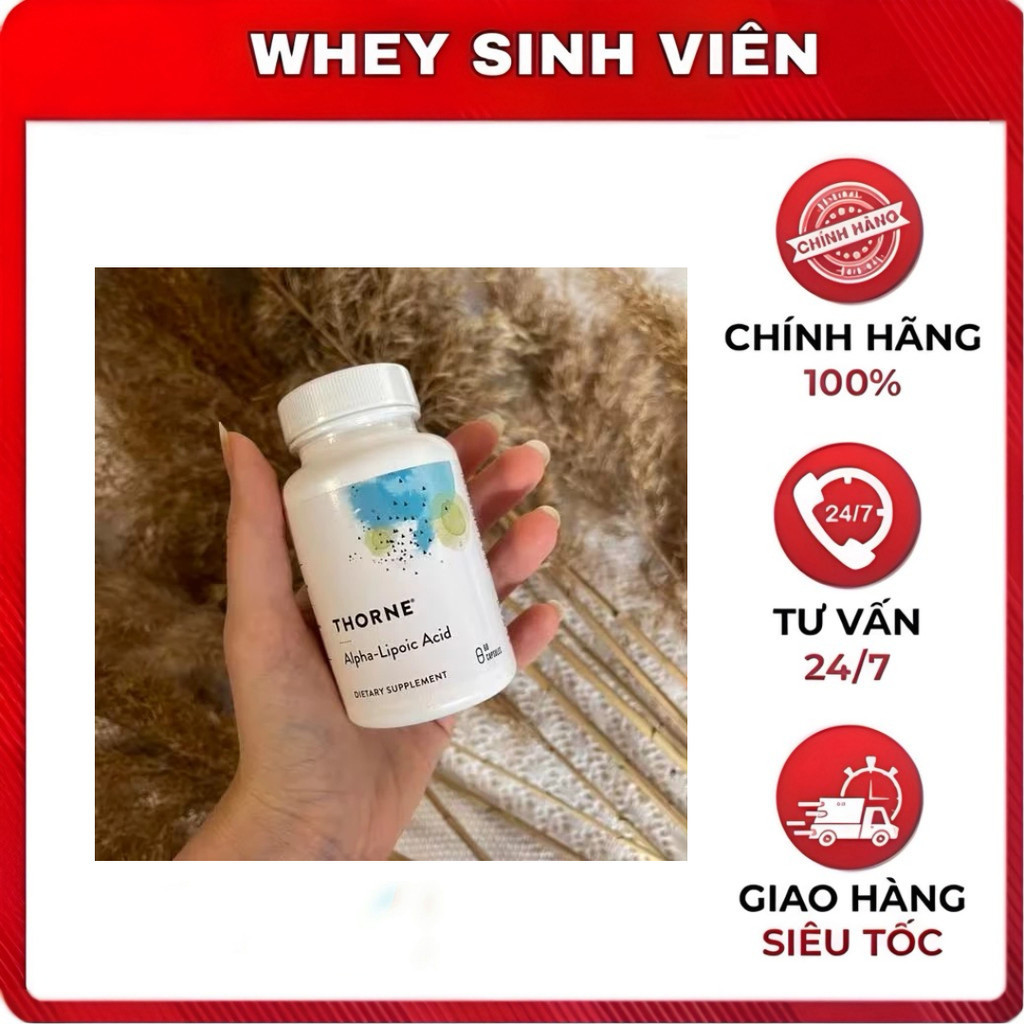 Viên uống THORNE Alpha-Lipoic Acid - Bảo Vệ Tế Bào, Giải Độc Gan -  Whey Sinh Viên