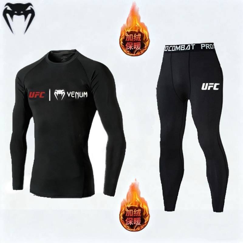 【Ready Stock】 Running Fitness Gym Quick Drying Clothes Men's Winter Tight Training Velvet Sport Suit