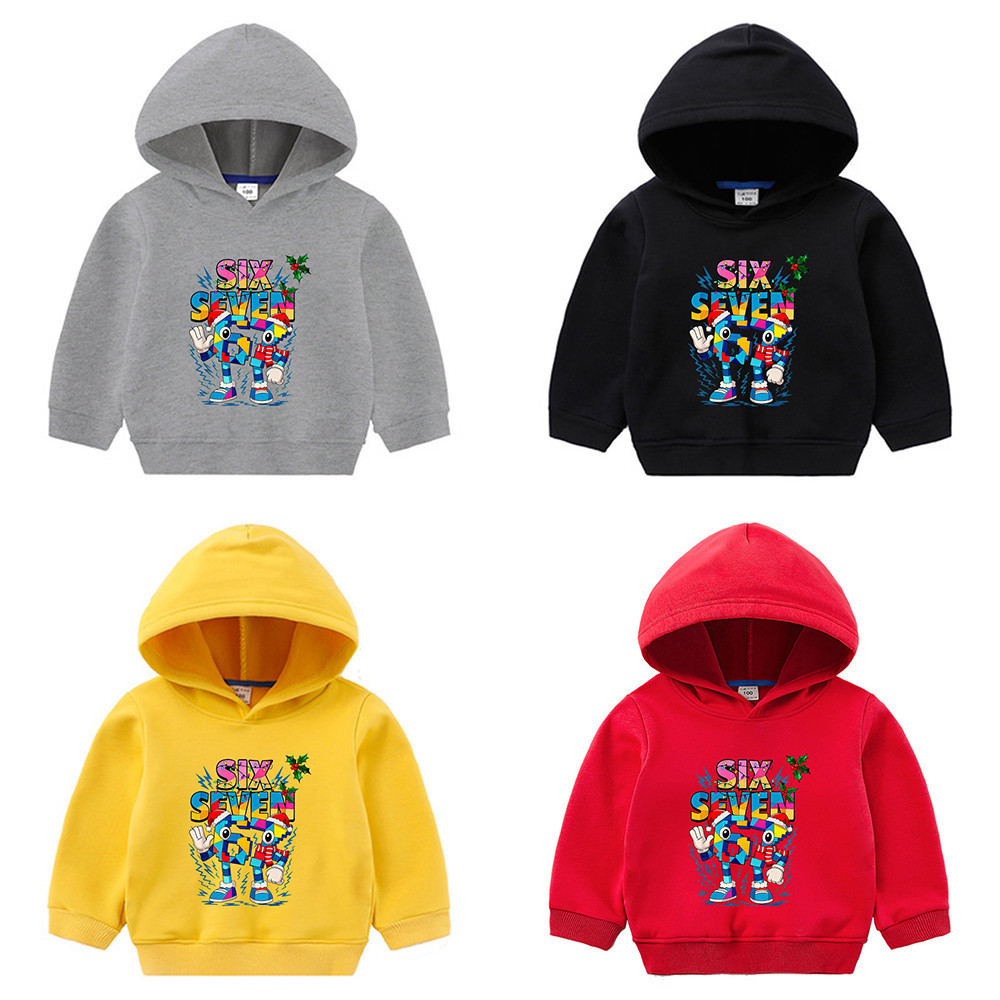 Gll 67 Six Seven Italian Brainrot Kids Thiết kế chơi game 7 Áo Hoodie trẻ em Đơn giản Hoạt hình giản