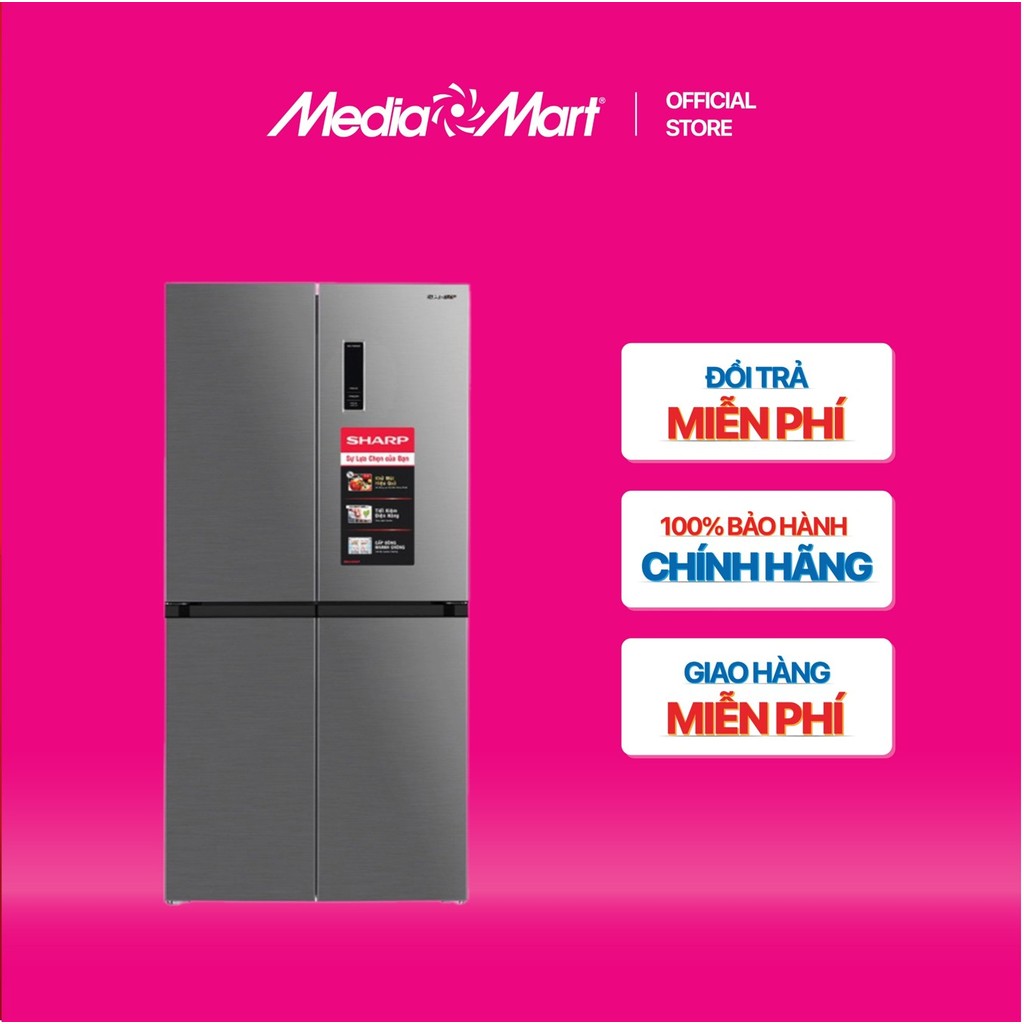 [MEDIAMART] - Tủ lạnh Sharp Inverter 362L SJ-FX420V-SL - FREESHIP,Bảo hànhchínhhãng