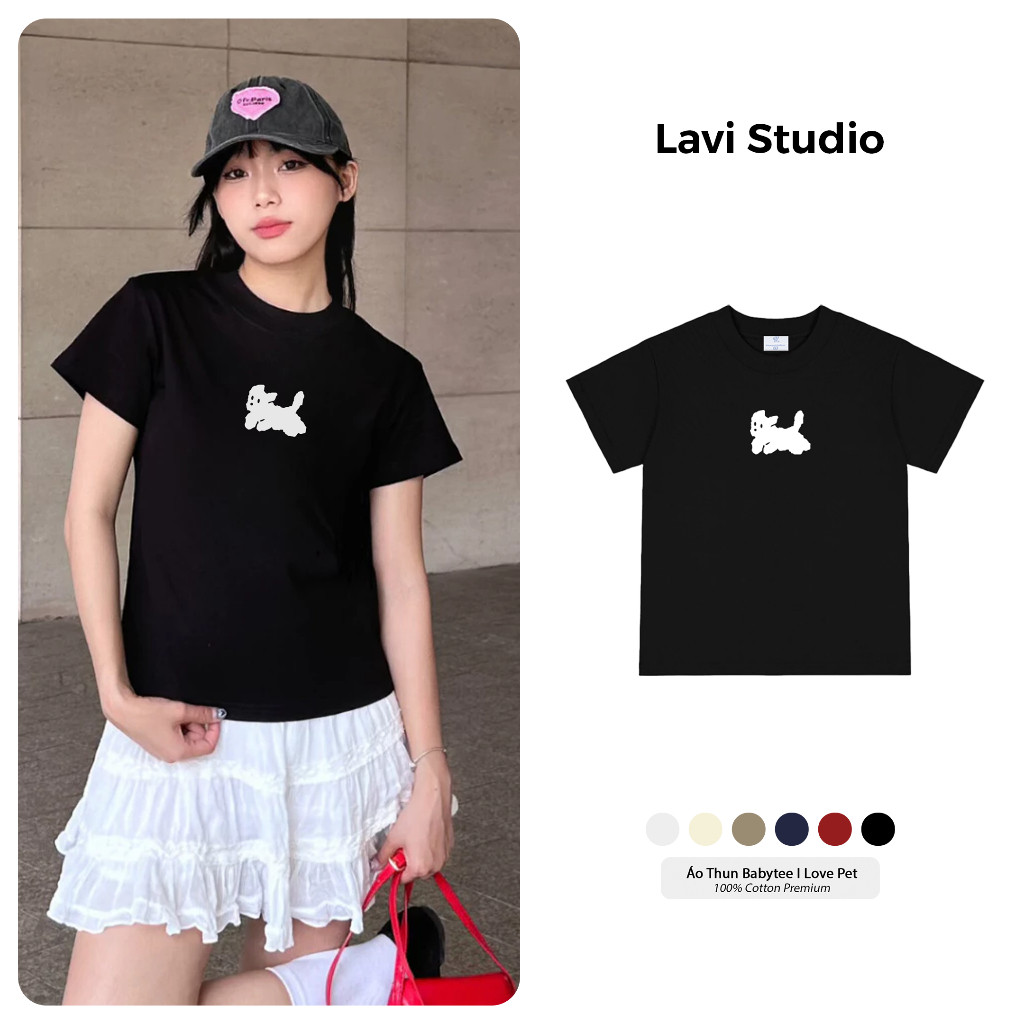 Áo Thun Babytee Lavi Studio Local Brand 100% Cotton/ I Love Pet