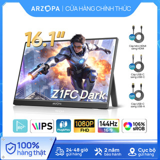  Màn hình chơi game di động ARZOPA 16.1 '' 144Hz 100% sRGB 1080P FHD với màn hình máy tính xách tay HDMI HDR cho Switch PlayStation Xbox PS5 Mac 
