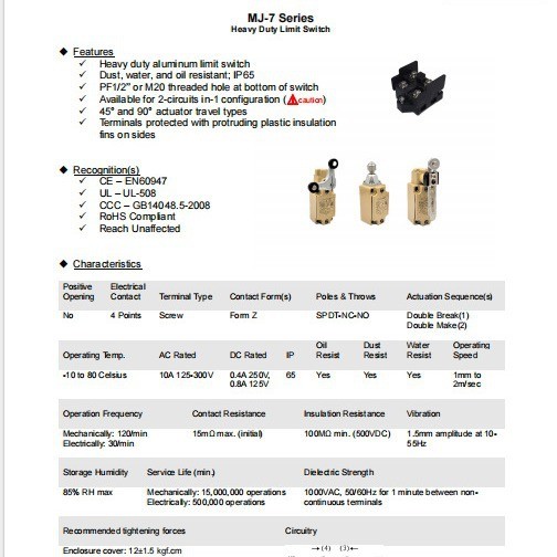 Công tắc giới hạn công tắc du lịch Maoren Đài Loan MJ1-6106 MJ1-1617 MJ1-1612R MJ1-1614