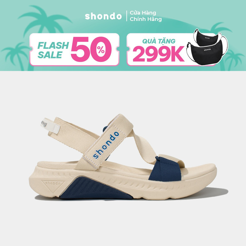 Giày Sandals Nam Nữ Shondo F7 Racing Be Phối Xanh Dương F7R2530