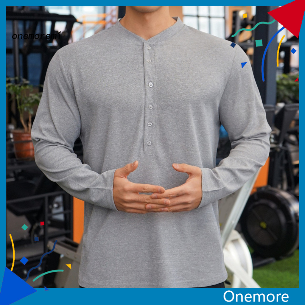 ONEM Nam Áo Sơ Mi Cổ Nút Áo Sơ Mi Nam Dài Tay Cơ Bắp Áo Thun – Tập Gym Fitness Fitness Fitness Fitne
