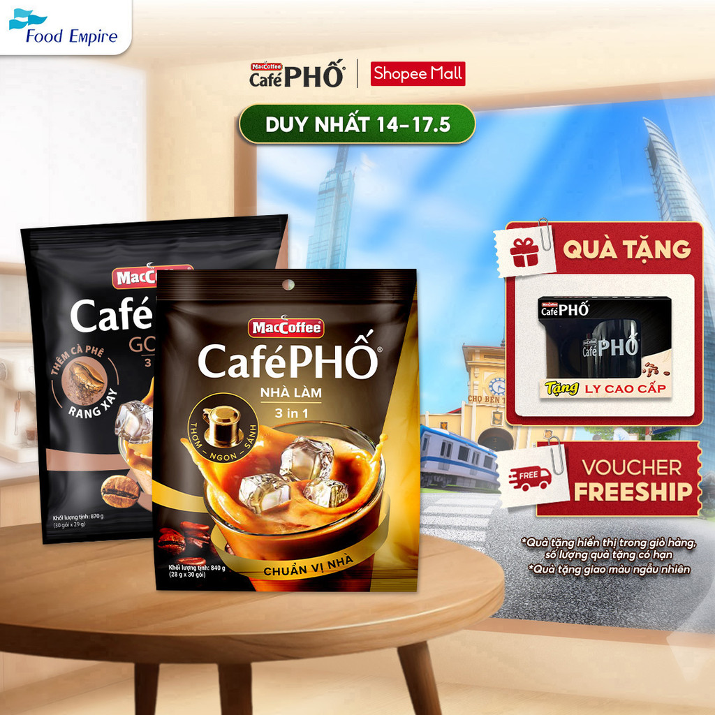 Combo 1 Túi cà phê MacCoffee Phố Nhà làm & 1 Phố Sữa Đá Gold