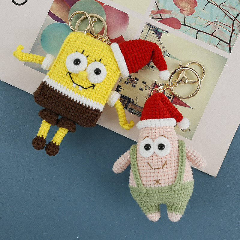 Super cute cartoon hand-knitted dolls, yarn crocheted anime pendants, handmade Christmas dolls