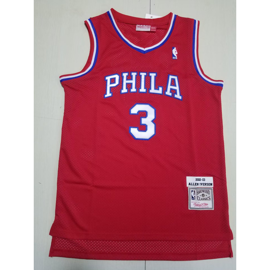 JOCELN Nam Philadelphia 76ers Allen Iverson 2002-03 Mitchell Ness Hardwood Classics Jersey-Red