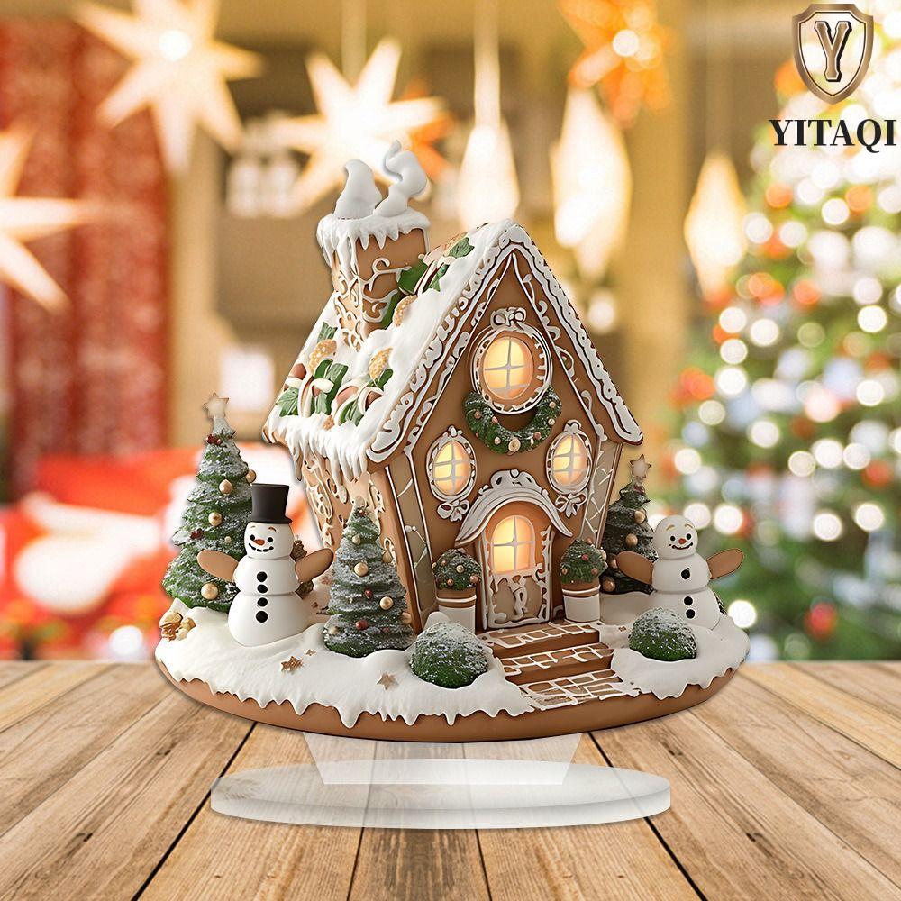 YITAQI Xmas Magic House Tượng, Acrylic Hoạt Hình Giáng Sinh Nhà Tuyết Tượng, Đa Năng Chống Mài Mòn N