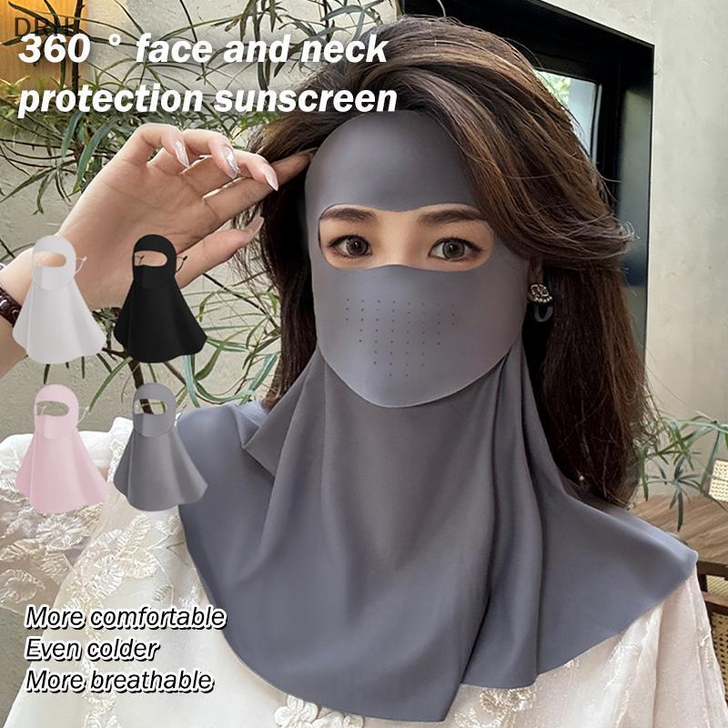 DRH Full Face Mask Ice Silk UV Shield Thoáng Khí Chống Nắng Mũ Dành Cho Chạy Xe Đạp Mùa Hè VN