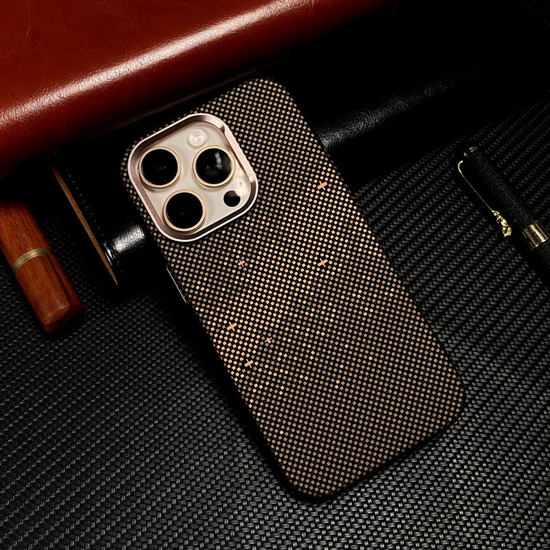 Thích hợp cho iPhone Kevlar Vỏ điện thoại từ tính bằng sợi Carbon