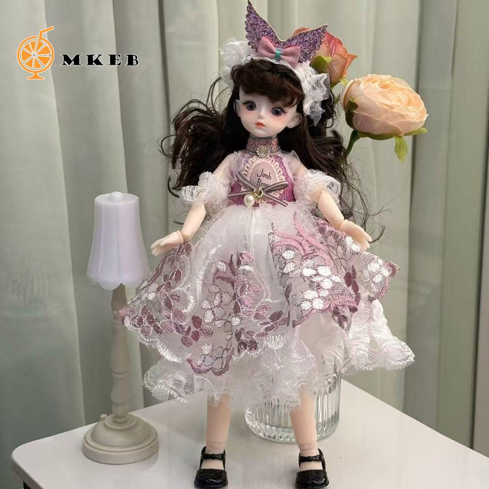 MKEB Công Chúa Dress Up Búp Bê BJD, Tóc Dài Gót Cao 30cm Bjd Búp Bê Có Quần Áo, Bóng Búp Bê Bé Khớp 