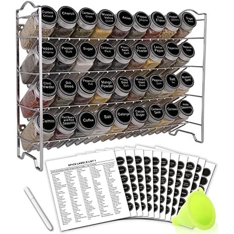 Spice Rack OrganizerSenderId LabelsBộ hoàn chỉnh Phấn Markery Counttop Đen