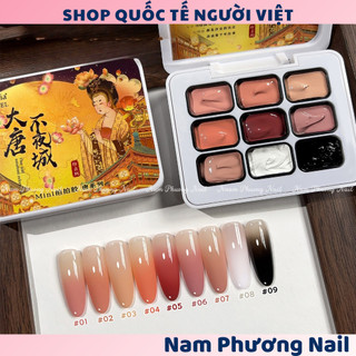 9 ngăn gel dặm tạo hiệu ứng chuyển màu tone nâu trầm 🌸 Nam Phương Nail 🌸
