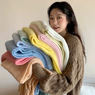  Khăn quàng choàng cổ nữ mùa đông len lông cừu phong cách vitage Hàn Quốc đẹp giữ ấm áp caro đủ màu đen đỏ xám xanh 