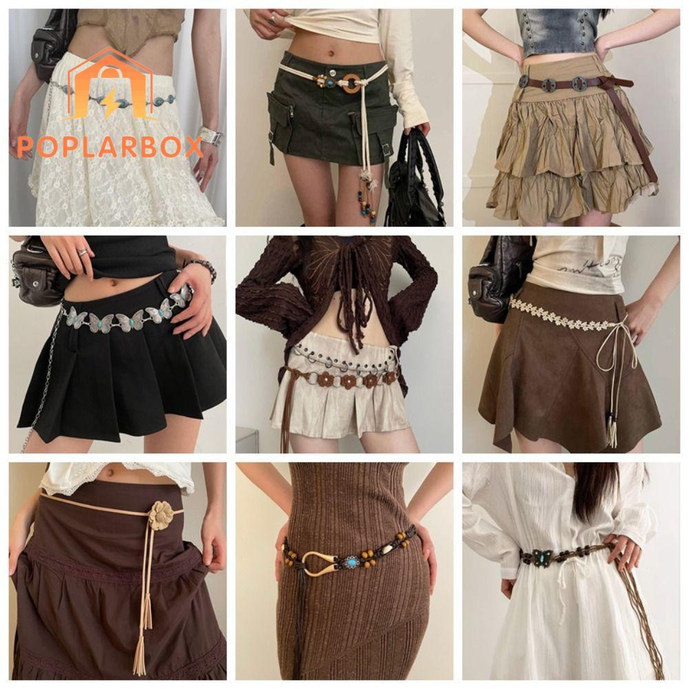Dây Thắt Lưng ETPRO, Dây Hợp Kim Bohemian Thắt Lưng Bướm Y2K Vintage Hoa Bohemian Thắt Lưng Nữ