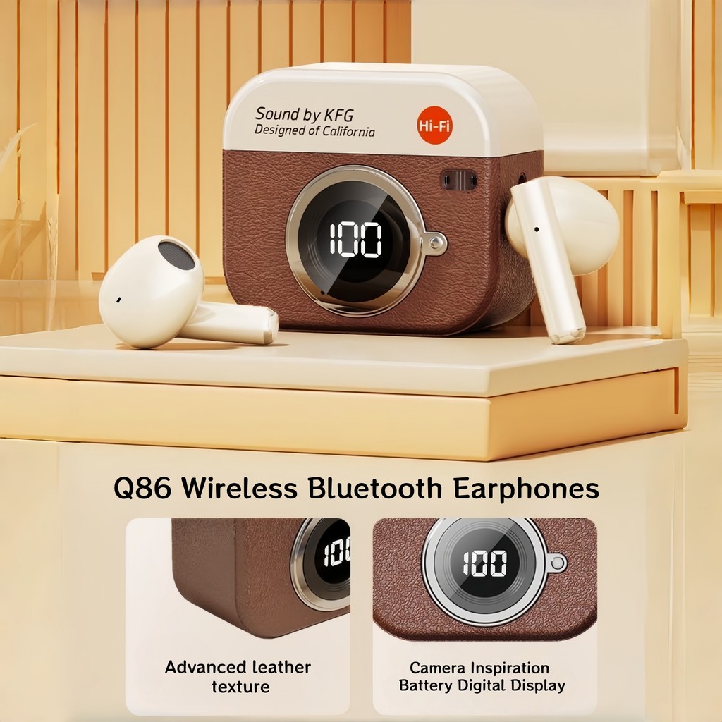 Tai nghe không dây bluetooth 5.4 trong tai Q86 có thiết kế cổ điển độc đáo, màn hình kỹ thuật số thông minh, hiệu ứng âm thanh nổi và khả năng tương thích với nhiều hệ thống