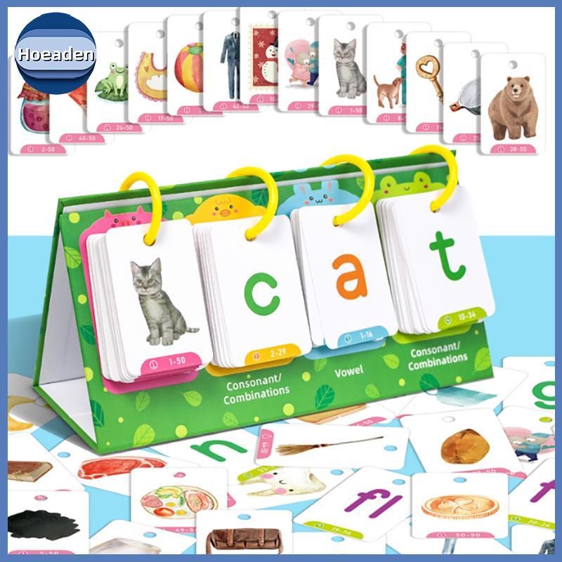 Hoeaden Kids CVC Words Flashcards Phonics Flip Chart Word Builder Sight Words Hoạt động Công cụ học 