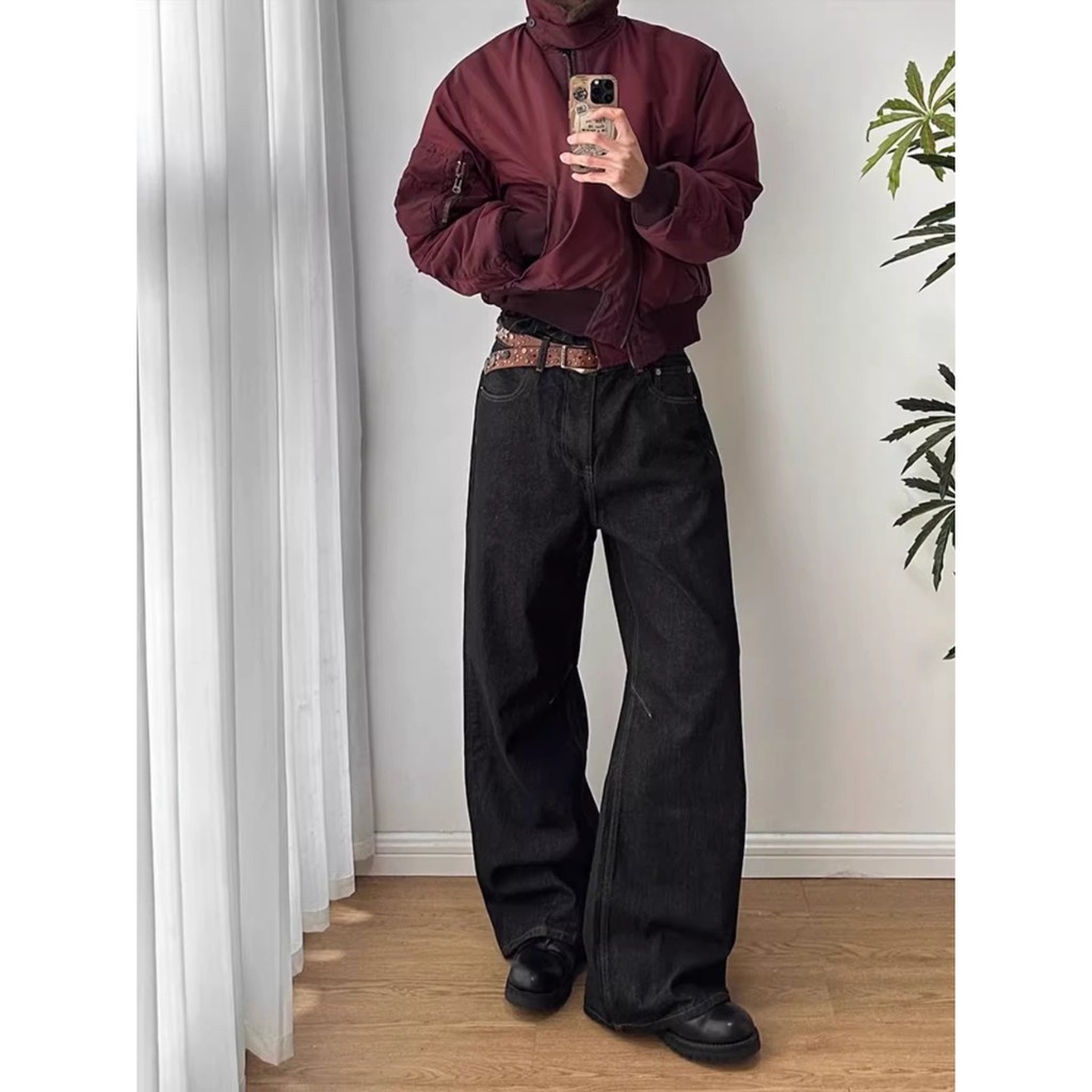 Mỹ cleanfit Maomao Okayama Bò Nguyên Bản Machete Original Color Wash Jeans Quần baggy