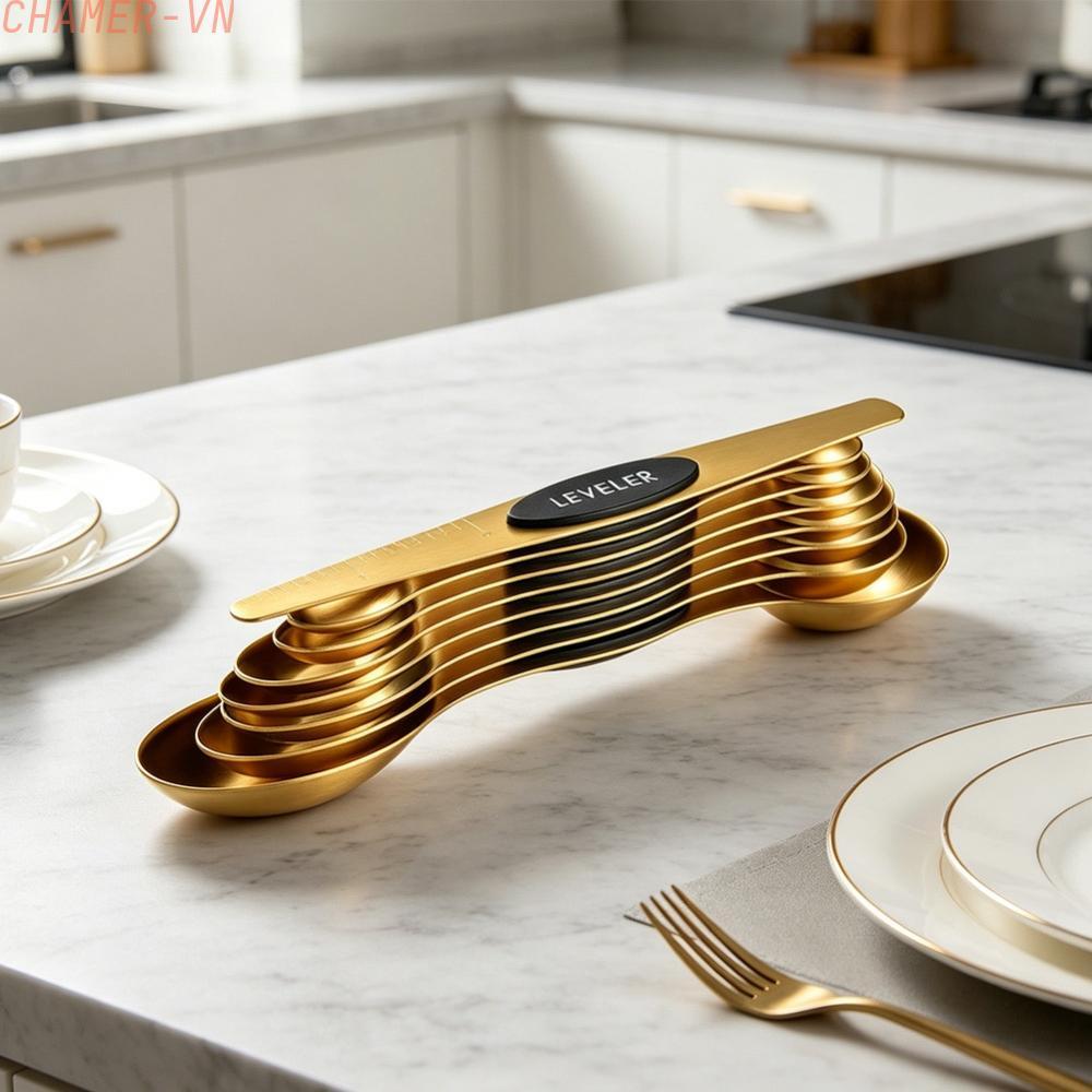 【CHAMER】Magnetic Measuring Cups and Spoons 8 pcs Set Made of Durable Metal for Daily Use【HomeLiving】
