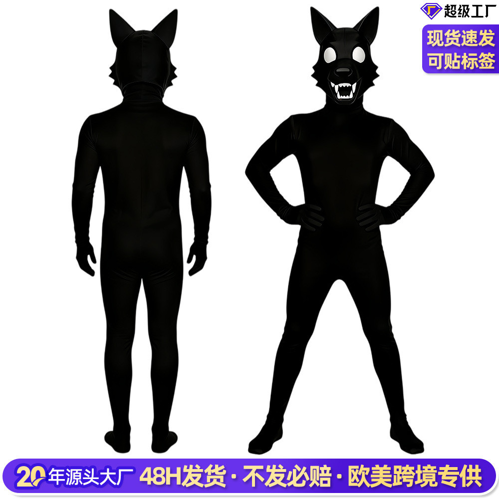 [Hàng có sẵn Giảm giá] 99 Night Forest Black Wolf Head cos Suit Người lớn Trẻ em Halloween Animal Ju