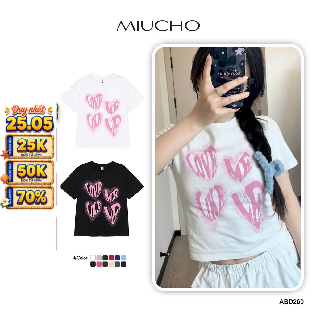 Áo baby tee ABD260 Miucho vải cổ tròn in graphic