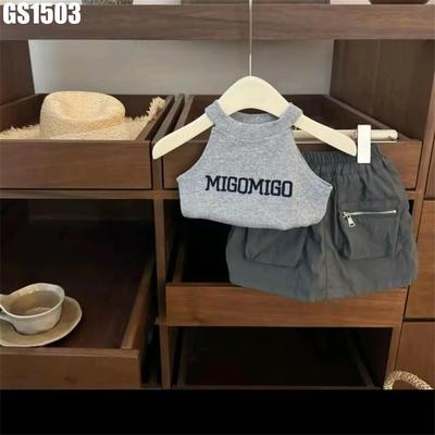 Set Bộ Quần Áo Bé Gái Áo Thun Cổ Yếm Sát Nách Chân Váy Túi Hộp Khóa Kéo Cực Chất MINTSCLOSET GS1503