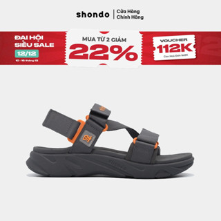  Giày Sandal Nam Nữ Shondo F8 Ver.2 Thời Trang Êm Ái Màu Xám Đậm F8M2222 