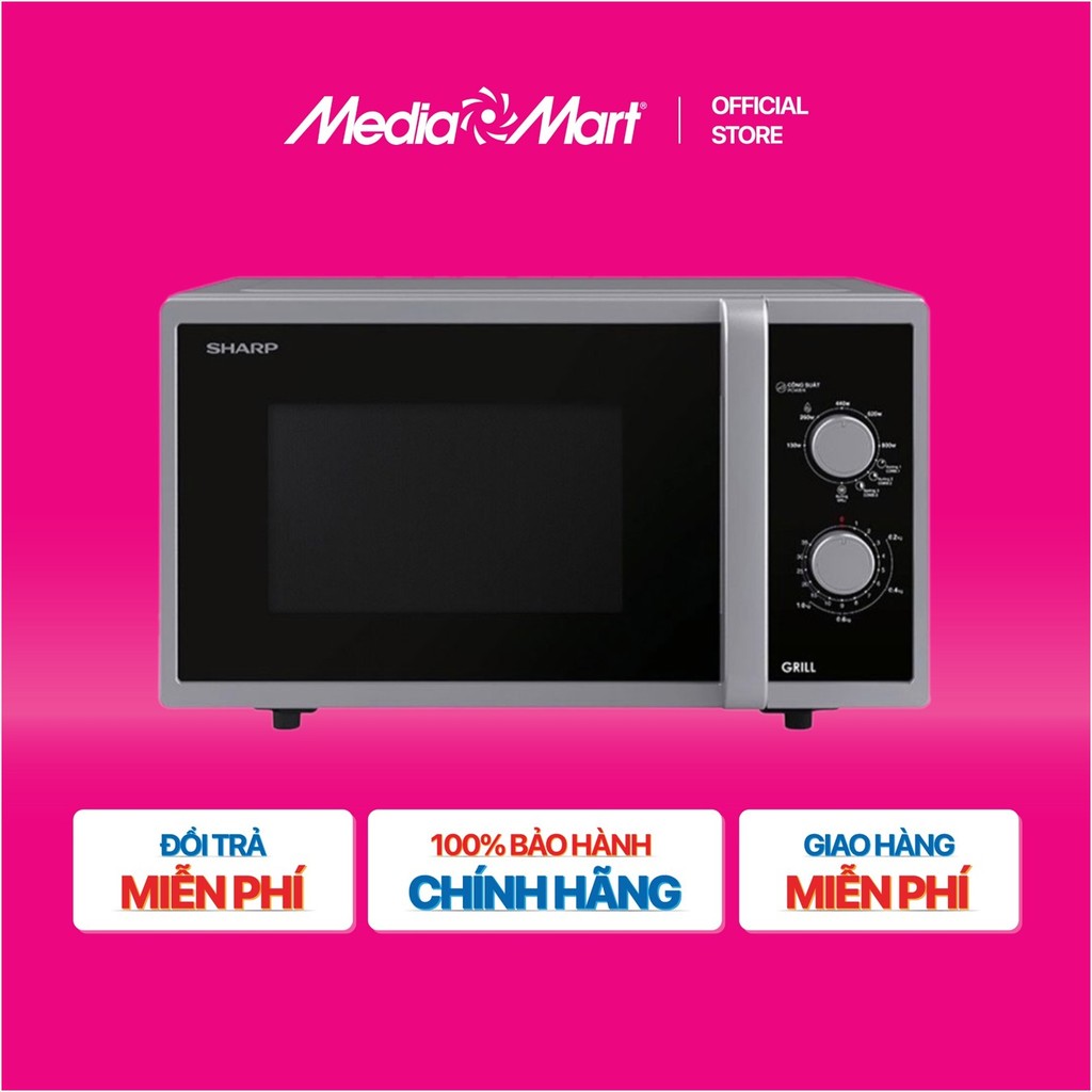 [MediaMart ONLINE-Ship 0đ] Lò vi sóng có nướng 23L Sharp R-G322VN-S