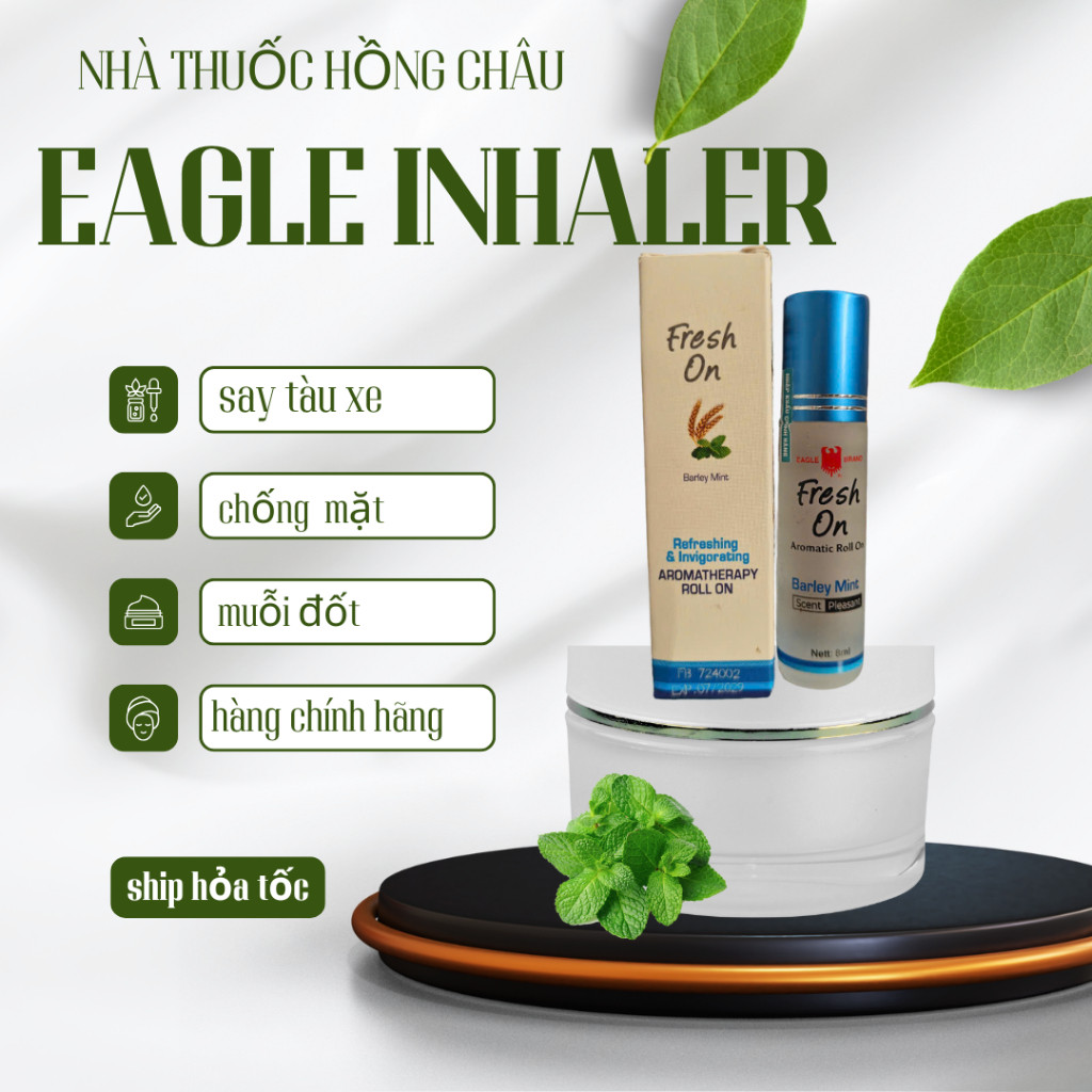 Dầu gió bi lăn Fresh On Eagle brand bi lăn 8ml Singapore -  bạc hà lúa mạch