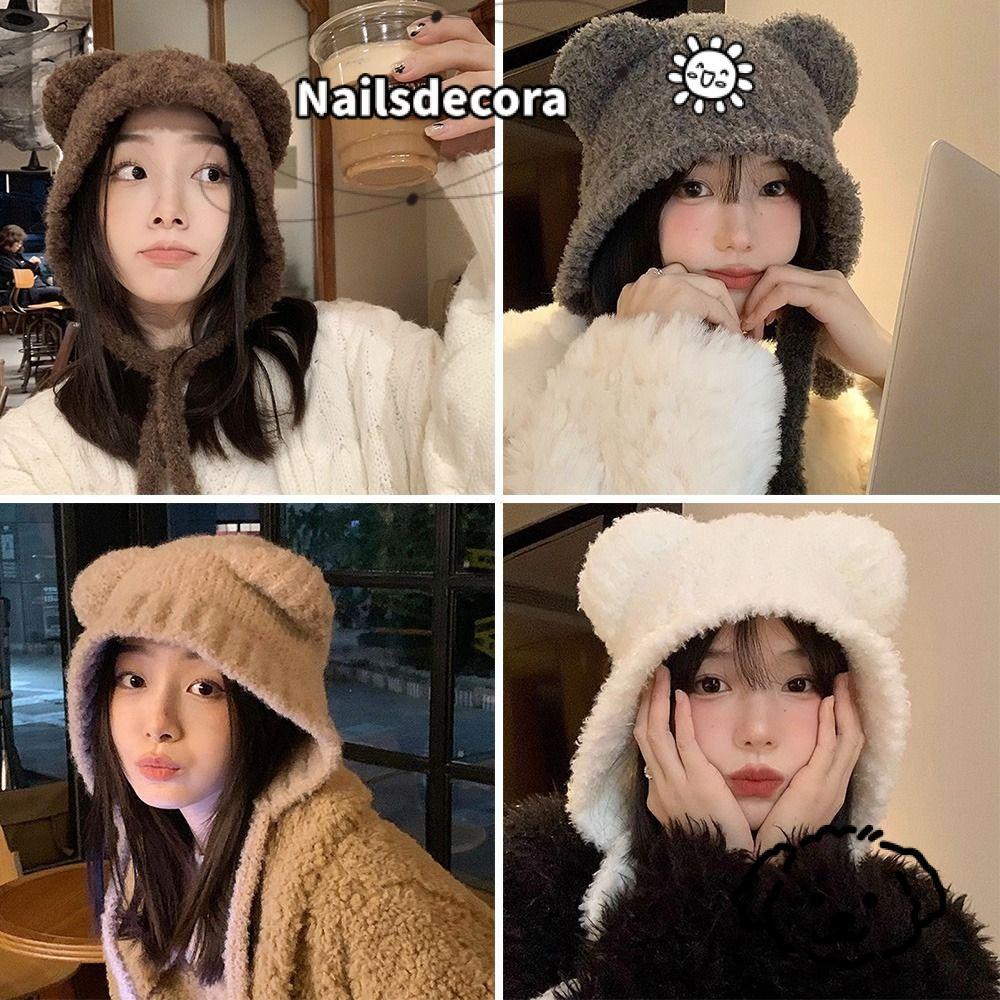 Mũ mùa đông NAILS lót nhung, tai gấu dễ thương, phù hợp đi xe đạp và chống lạnh