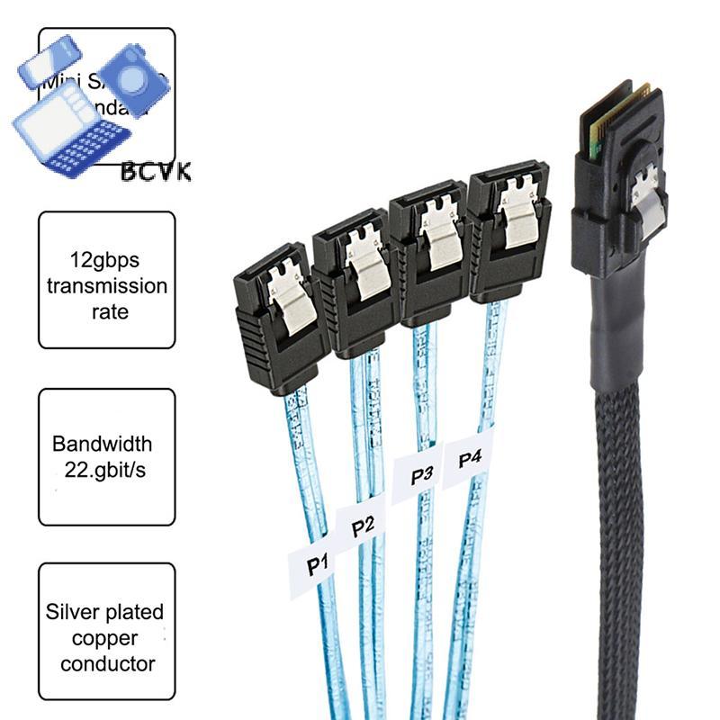[BCVK] Cáp SAS SATA Mini-SAS SFF-8087 Đến 4 Cáp SATA Mini SAS 4i SFF8087 36P Đến 4 Cáp SATA 7P 12Gbp