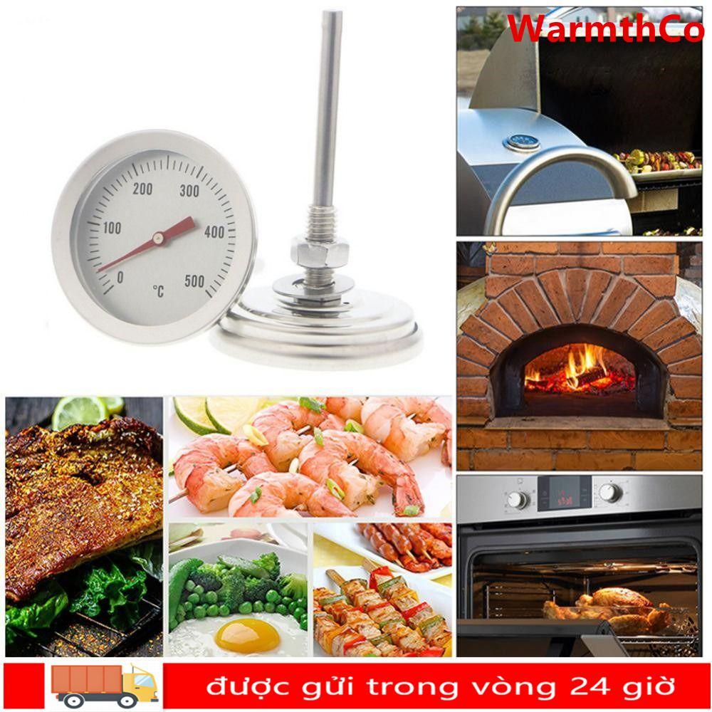 Nhiệt kế BBQ WARMTHCO Nướng thép không gỉ 0-500°C Đồng hồ đo nhiệt độ